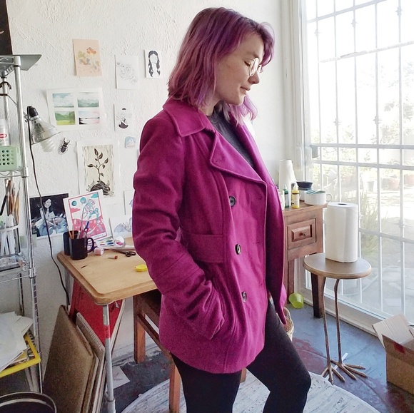 Magenta Victoria's Secret Wool Blend Coat - Picture 2 of 8